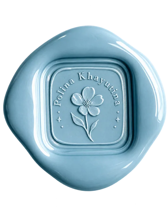 Wax seal with the name Polina Khayutina